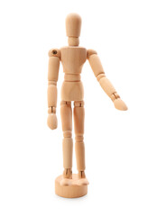 Wooden mannequin isolated on white background