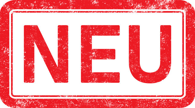 Red stamp "NEU" isolated on transparent background
