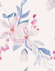 Romantic floral print originally made in watercolor, ideal for wallpapers, fabrics, notebook covers, etc.