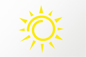 The drawing of yellow bright sun on background