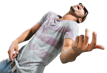 Portrait of Man Playing Air Guitar