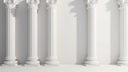serie di colonne bianche su sfondo bianco, ideale per inserimento oggetti - obrazy, fototapety, plakaty