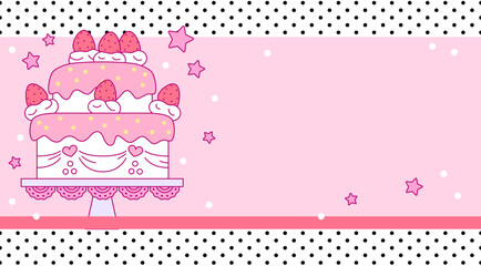 Abstract pink background with cake vector illustration. Abstract pink background. Decoration banner themed Lol surprise doll girlish style. Invitation card template