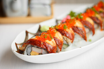 sushi rolls with eel (Unagi Rolls), Japanese Tradition food