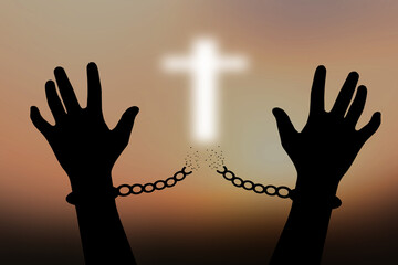 Human shadow image of human hand chain is absent. Get free