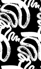 Vector abstract background made of calligraphic brush strokes. Ink drawing, doodle, calligraphy, oriental style. Wallpaper, paper, fabric, walls. White on black. Eps10