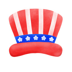Happy 4th of July hat watercolor Illustration element