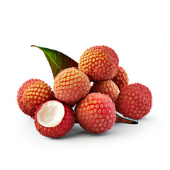 Extra fresh lychees isolated in png format on white background studio close up minimalist packshot mode. AI Generative image
