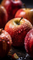 freshly washed sparkling red apples
