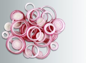 Pile of fresh ripe vegetables of onion ring