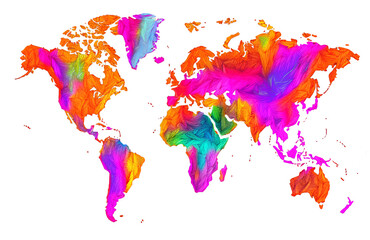 Fototapeta na wymiar world map in neon colors. Generative ai