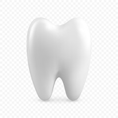 Vector 3d Realistic Tooth. Dental Inspection Banner, Plackard. Tooth Icon Closeup Isolated. Medical, Dentist Design Template. Dental Health Concept