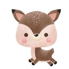 Cute deer animal watercolor style ement llustration