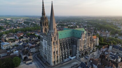 Fototapeta na wymiar Drone photo Cathédrale Notre-Dame de Chartres France europe