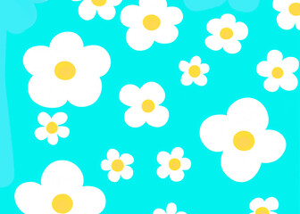 abstract floral background, cartoon style flowers pattern created with generative ai technology
