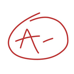 Red grade letter.red circle mark.grading circle