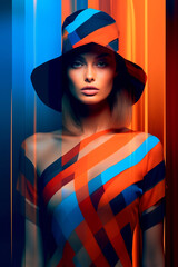 Fiction fashion girl in AI Generated character portrait of a girl in a hat