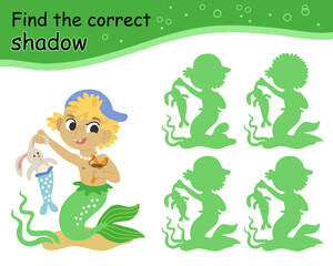 Find the correct shadow mermaid boy vector