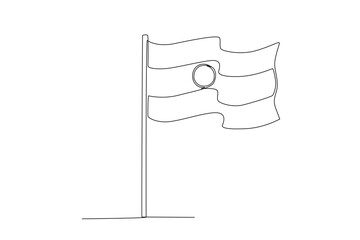 Illustration of an Indian flag. India independence day one-line drawing