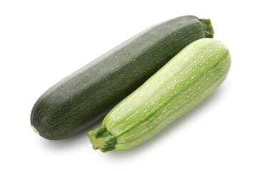 Fresh green zucchini on white background
