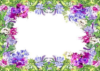 Obraz na płótnie Canvas abstract flower frame with space for text, template for greeting, letter or invitation with copy space created with generative ai technology