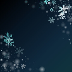 Tiny heavy snow flakes background. Winter dust ice granules. Snowfall sky white blue wallpaper. Swirling snowflakes february vector. Snow hurricane landscape.