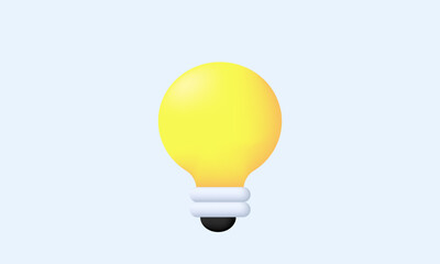 3d cartoon minimal yellow light bulb icon trendy modern style object symbols isolated on background.3d design cartoon style. 