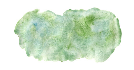 Abstract light green and blue watercolor stain. Delicate watercolour greenish textured blob for banner decoration, background, stamp, nature concept