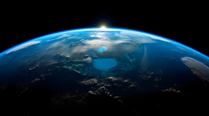 Fotobehang 宇宙から見た地球の壮大な景観 No.039   A Majestic View of Earth from Space Generative AI © Lumin5e616f1