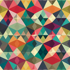 Seamless repeating pattern tile of a very colourful  diamond shape kaleidoscope style pattern generative AI illustration
