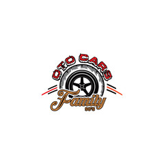 The oto car logo concept with the design of a car wheel is suitable for a club logo or car organization
