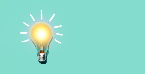 yellow light bulb. idea concept on blue background in high resolution