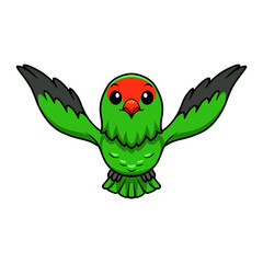 Cute black winged lovebird cartoon flying