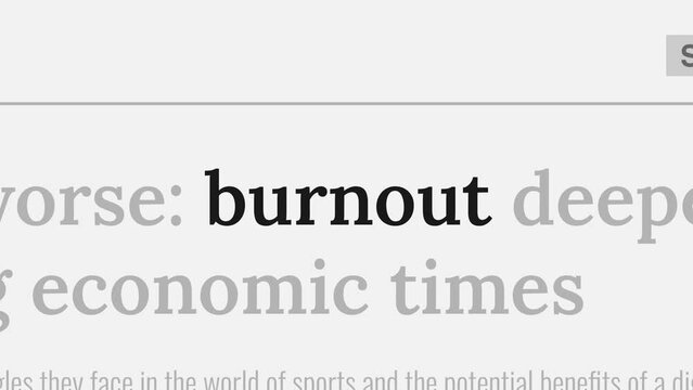 Burnout mention on headlines of online news publications