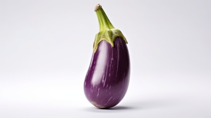 Eggplant on white background. Created with Generative AI technology.