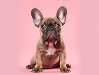 Such a lovely French Bulldog on a pink background IA generative
