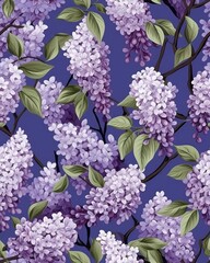 lilac seamless pattern. AI generated.