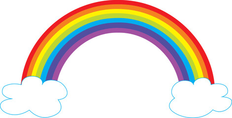 Colorful Rainbow with clouds icon vector illustration.