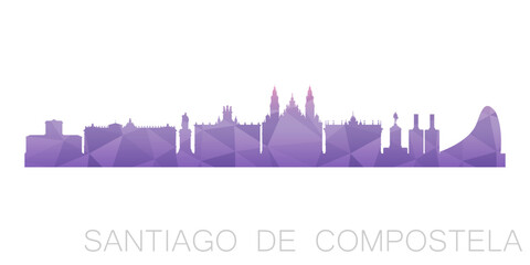 Santiago de Compostela, A Coruña, Spain Low Poly Skyline Clip Art City Design. Geometric Polygon Graphic Horizon Icon. Vector Illustration Symbol.