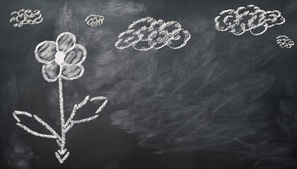 Black chalkboard background with drawings, Chalk blackboard, back to school concept, Generative AI