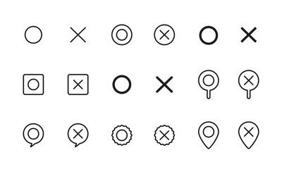 丸とバツのアイコンセット/丸印/バツ印/承認/確認/イラスト/ベクター