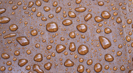 Drops of water on a color background. Selective focus