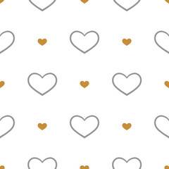 Simple seamless pattern with doodle hearts.
