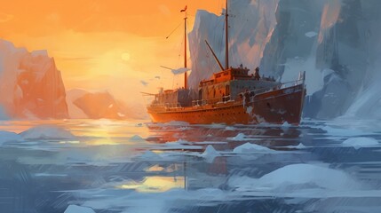 Painting ship, generative ai