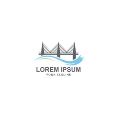 The logo concept is an illustration of a simple bridge over the sea in soft colors suitable for your business company icon