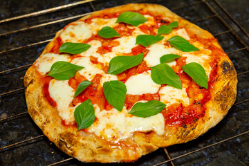 Classic margherita pizza, classified as the original Italian Vera Pizza