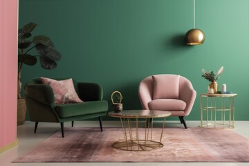 interior background pillow apartment mock up luxury cushion indoor living empty brick render. Generative AI.