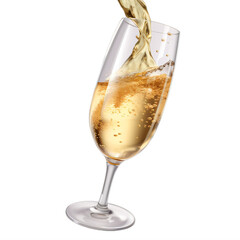 A glass of champagne on a transparent background png isolated Generative Ai