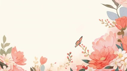 Flowers and butterfly seamless loop