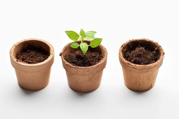 Compostable organic planters nurturing vibrant seedlings, embodying the beauty of sustainable gardening